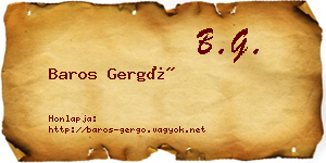Baros Gergő névjegykártya